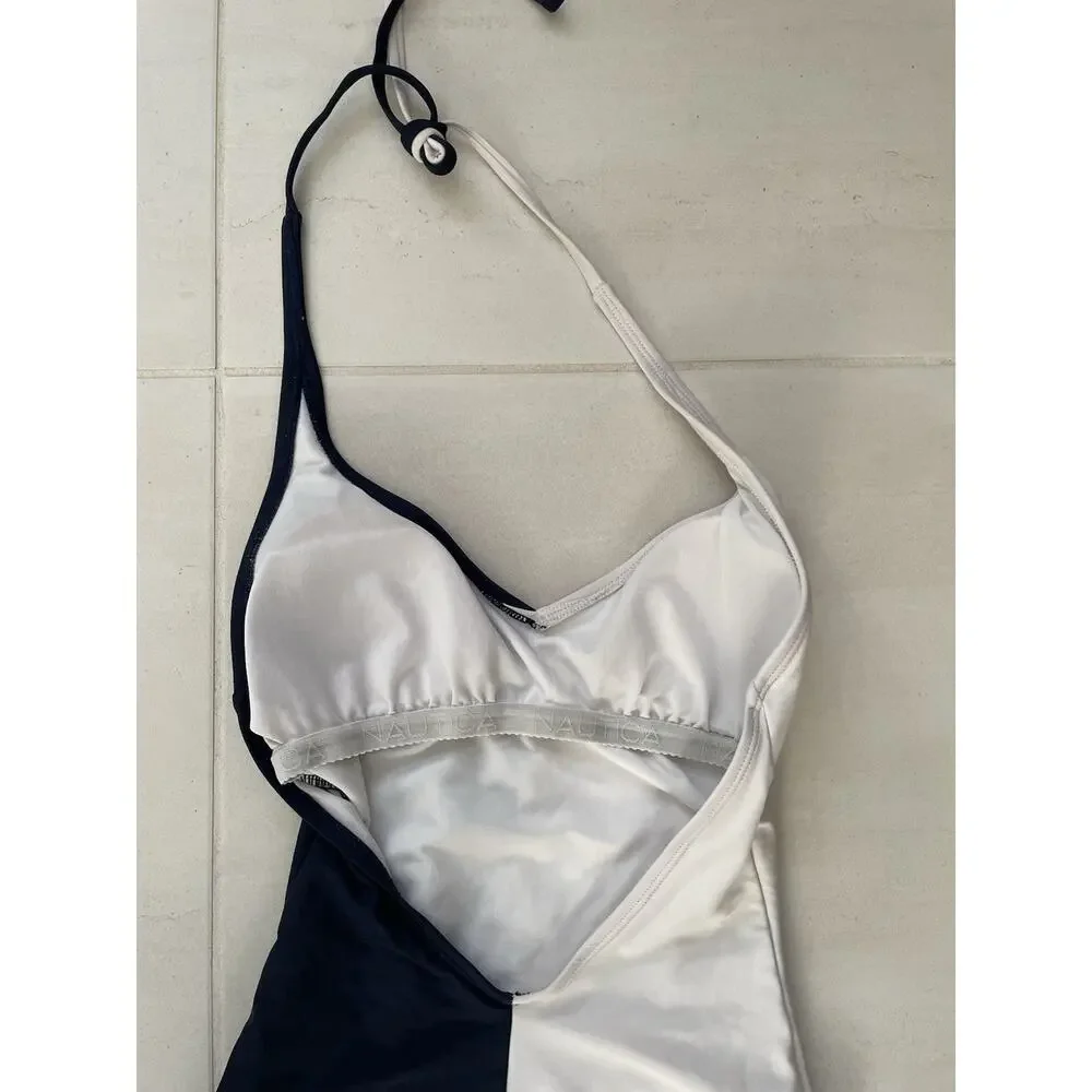 Nautica Swim One Piece Swimsuit Logo Sporty Retro Chic Minimalist